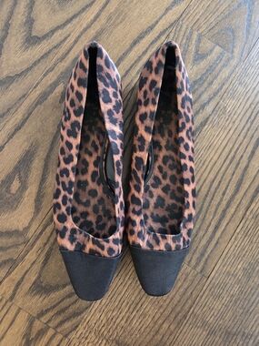 Zara Leopard Print Flats with Black Toe